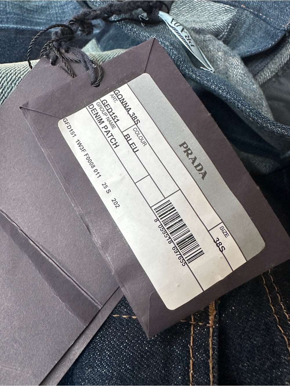 PRADA Herringbone Patchwork Denim Skirt - Picture 5 of 6